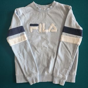 Fila Cotton Crewneck Winter Jacket Sweatshirt Teal Blue Womens Size Small